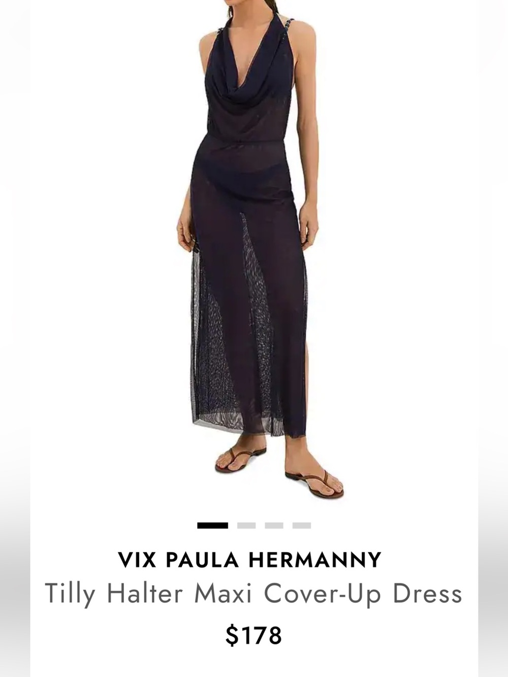 Nwot -New Unworn Vix Paula Hermanny Black Tilly Halter Maxi Cover-Up Skirt - M
